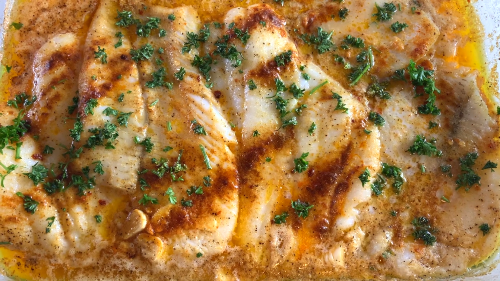 Lemon Garlic Broiled Flounder