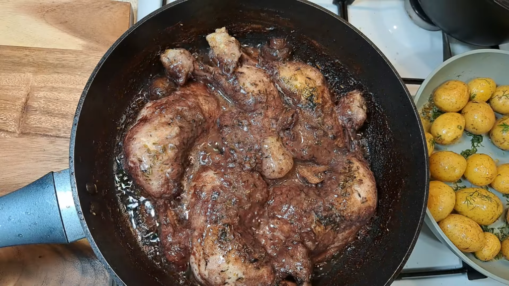 Fennel Chicken Thighs in Red Wine